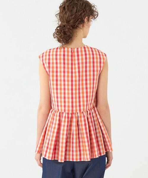 TOMORROWLAND collection（トゥモローランドコレクション）の「ピコロールギンガムチェック ペプラムブラウス（シャツ/ブラウス・レディース・レッド系その他/ネイビー・36）」の6枚目の写真
