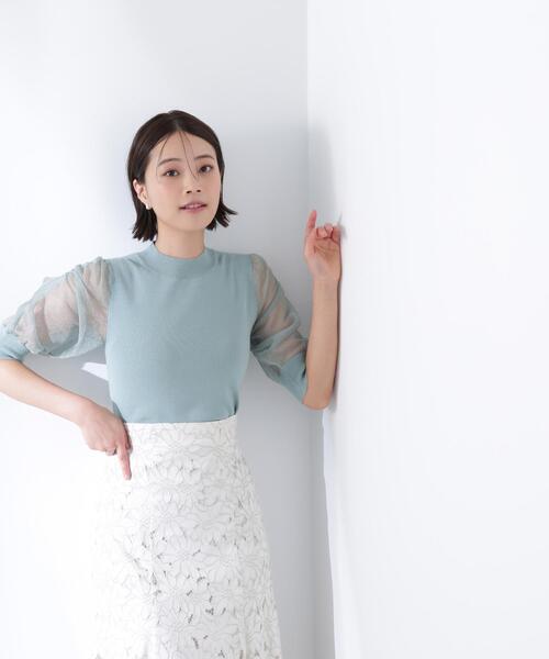 NATURAL BEAUTY BASIC(ナチュラルビューティーベーシック)の「◇シアースリットスリーブニット(ニット/セーター・レディース・ブラック/グレー/ブラウン/ライトグリーン・FREE)」の4枚目の写真