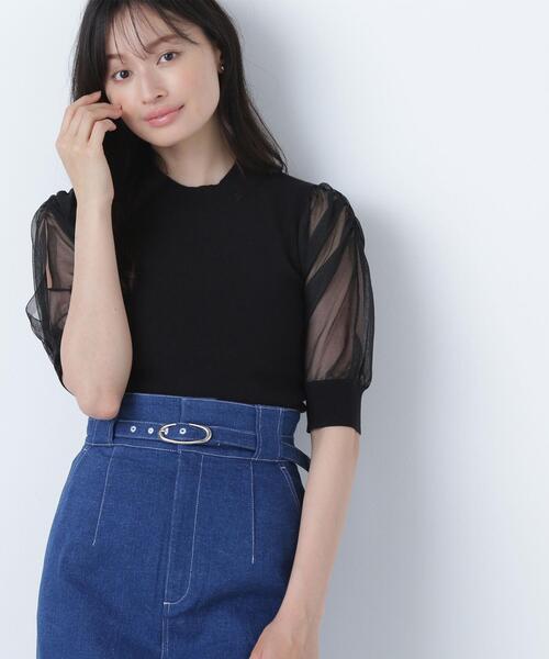 NATURAL BEAUTY BASIC(ナチュラルビューティーベーシック)の「◇シアースリットスリーブニット(ニット/セーター・レディース・ブラック/グレー/ブラウン/ライトグリーン・FREE)」の2枚目の写真
