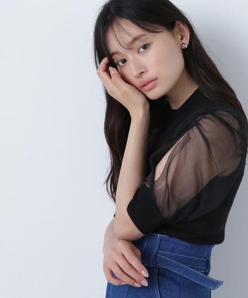 NATURAL BEAUTY BASIC(ナチュラルビューティーベーシック)の「◇シアースリットスリーブニット(ニット/セーター・レディース・ブラック/グレー/ブラウン/ライトグリーン・FREE)」の6枚目の写真