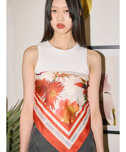 MURUA（ムルーア）の「【MURUA×STAYFLOWER】フラワーデザインスカーフ（バンダナ/スカーフ・レディース・オレンジ・FREE）」の14枚目の写真