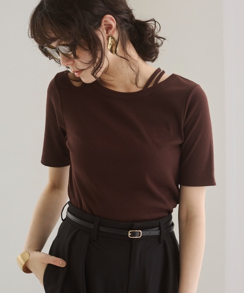 【 】Jeans アシンメトリー カットアウト ワンピース カットアウトディテール入りアシンメトリーミディ丈リネン