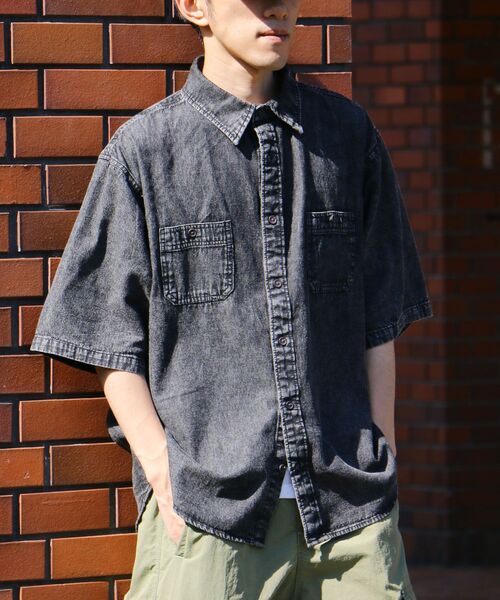 CRAFT STANDARD BOUTIQUE（クラフトスタンダードブティック）の「半袖デニムワークシャツ（シャツ/ブラウス・メンズ・ブラック/インディゴブルー・M/L/XL）」の10枚目の写真
