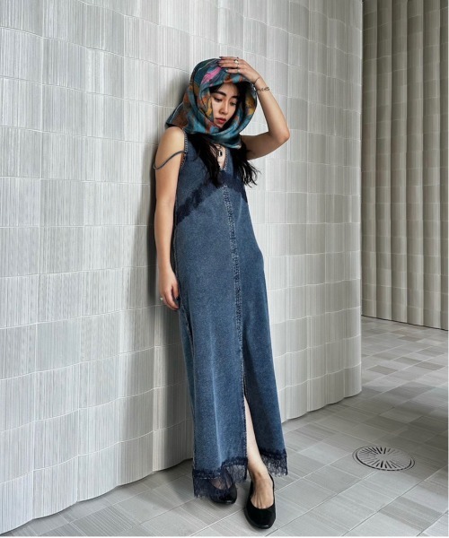 最新作の MEDI DRESS（ワンピース）｜Ameri DOCKING LACE LIKE DENIM 2WAY ワンピース