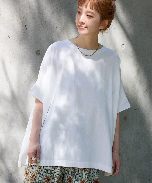 B.C STOCK(ベーセーストック)の「ウォッシャブル / 汗染み防止ワイドTEE(Tシャツ/カットソー・レディース・チャコールグレー/ライトグレー/ホワイト/ブラック・FREE)」の1枚目の写真