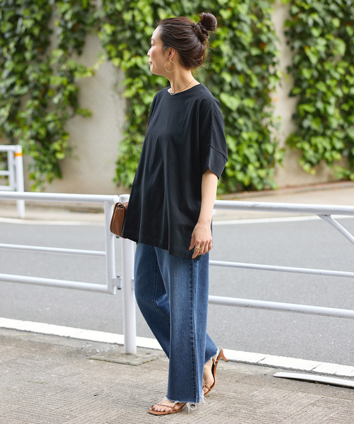 B.C STOCK(ベーセーストック)の「ウォッシャブル / 汗染み防止ワイドTEE(Tシャツ/カットソー・レディース・チャコールグレー/ライトグレー/ホワイト/ブラック・FREE)」の6枚目の写真