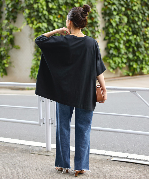 B.C STOCK(ベーセーストック)の「ウォッシャブル / 汗染み防止ワイドTEE(Tシャツ/カットソー・レディース・チャコールグレー/ライトグレー/ホワイト/ブラック・FREE)」の8枚目の写真