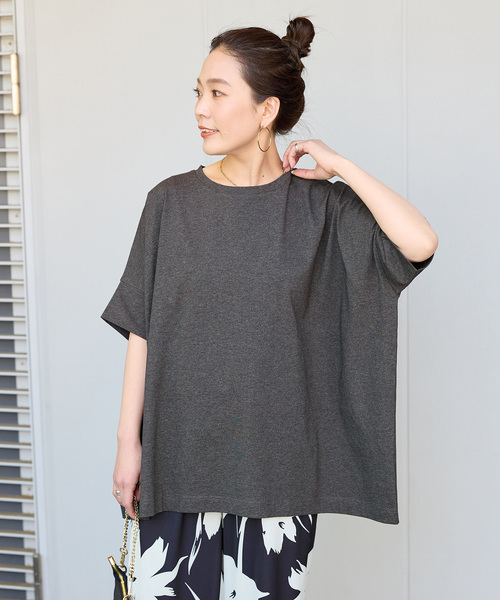 B.C STOCK(ベーセーストック)の「ウォッシャブル / 汗染み防止ワイドTEE(Tシャツ/カットソー・レディース・チャコールグレー/ライトグレー/ホワイト/ブラック・FREE)」の17枚目の写真