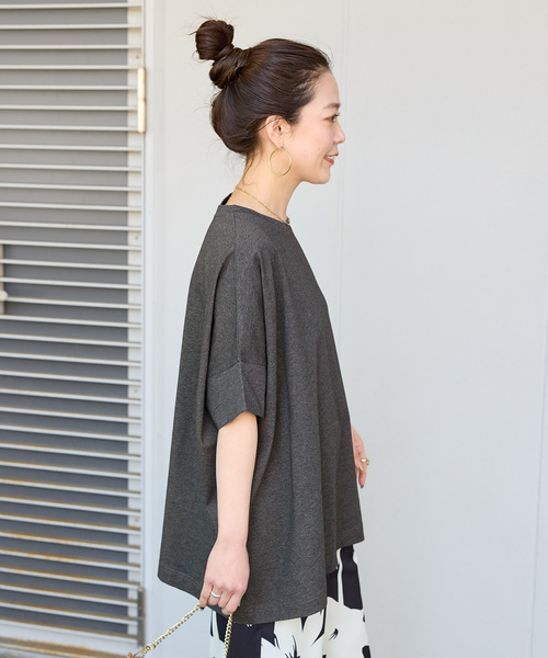 B.C STOCK(ベーセーストック)の「ウォッシャブル / 汗染み防止ワイドTEE(Tシャツ/カットソー・レディース・チャコールグレー/ライトグレー/ホワイト/ブラック・FREE)」の19枚目の写真