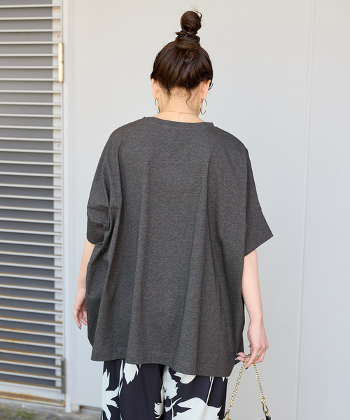 B.C STOCK(ベーセーストック)の「ウォッシャブル / 汗染み防止ワイドTEE(Tシャツ/カットソー・レディース・チャコールグレー/ライトグレー/ホワイト/ブラック・FREE)」の20枚目の写真