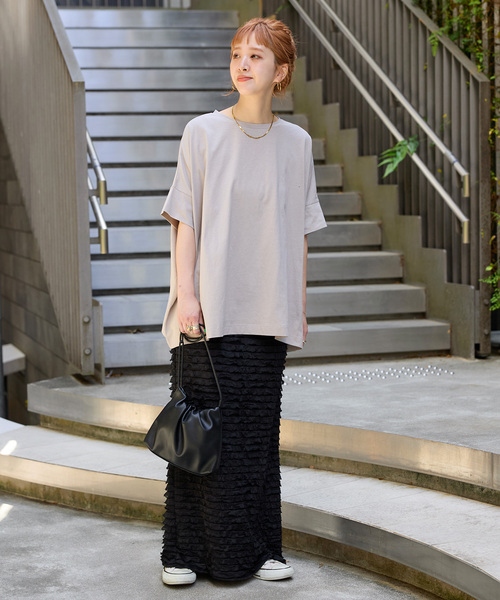 B.C STOCK(ベーセーストック)の「ウォッシャブル / 汗染み防止ワイドTEE(Tシャツ/カットソー・レディース・チャコールグレー/ライトグレー/ホワイト/ブラック・FREE)」の21枚目の写真