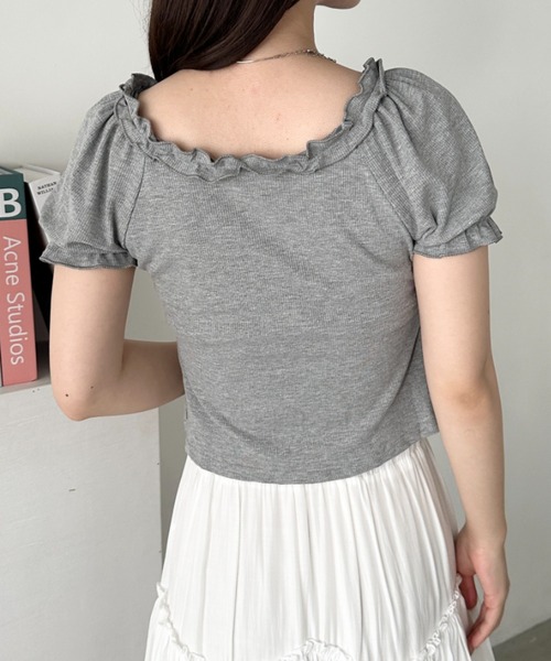 CLEA(クレア)の「レースアップフロントリボントップス(Tシャツ/カットソー・レディース・ホワイト/ブラック/グレー・FREE)」の17枚目の写真