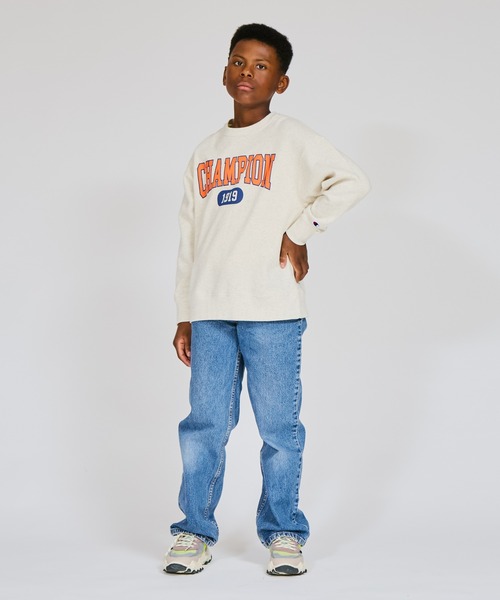 Champion（チャンピオン）の「【Champion/チャンピオン】キッズ クルーネックスウェットシャツ（スウェット・キッズ・ダークグリーン系/グレー/オートミール/ネイビー・160/110/100/150/120/130/140）」の5枚目の写真