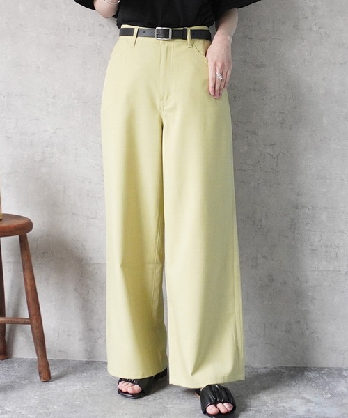 SELECT LEVERY(セレクトリベリー)の「ドライタッチ接触冷感カラーワイドパンツ(スラックス・レディース・グレー/ライトベージュ/ブラック/グリーン/ライム・MEDIUM/LARGE/X-LARGE/SMALL)」の4枚目の写真