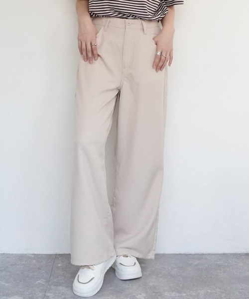 SELECT LEVERY(セレクトリベリー)の「ドライタッチ接触冷感カラーワイドパンツ(スラックス・レディース・グレー/ライトベージュ/ブラック/グリーン/ライム・MEDIUM/LARGE/X-LARGE/SMALL)」の1枚目の写真