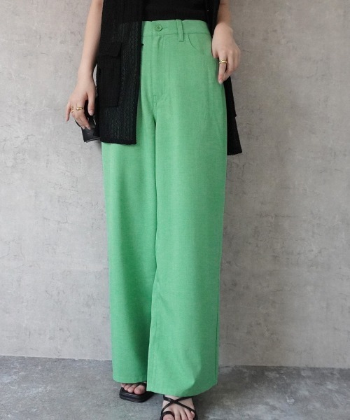 SELECT LEVERY(セレクトリベリー)の「ドライタッチ接触冷感カラーワイドパンツ(スラックス・レディース・グレー/ライトベージュ/ブラック/グリーン/ライム・MEDIUM/LARGE/X-LARGE/SMALL)」の5枚目の写真