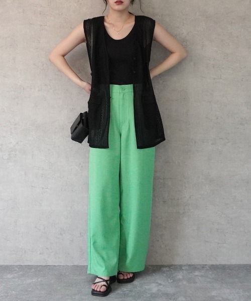 SELECT LEVERY(セレクトリベリー)の「ドライタッチ接触冷感カラーワイドパンツ(スラックス・レディース・グレー/ライトベージュ/ブラック/グリーン/ライム・MEDIUM/LARGE/X-LARGE/SMALL)」の18枚目の写真