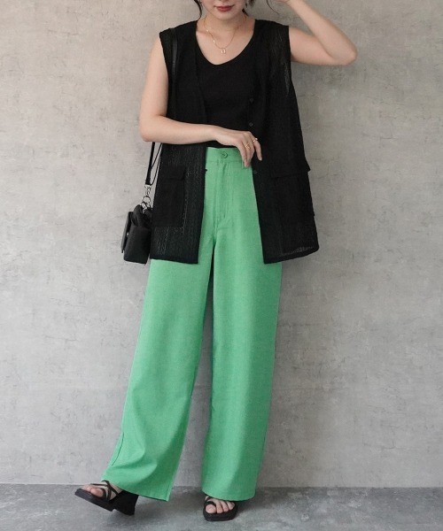 SELECT LEVERY(セレクトリベリー)の「ドライタッチ接触冷感カラーワイドパンツ(スラックス・レディース・グレー/ライトベージュ/ブラック/グリーン/ライム・MEDIUM/LARGE/X-LARGE/SMALL)」の19枚目の写真