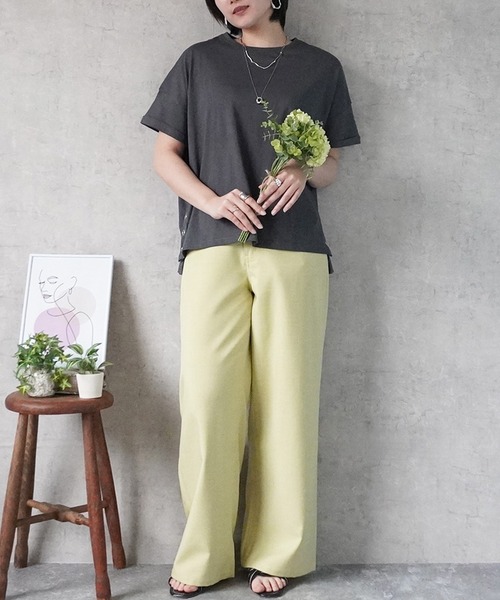 SELECT LEVERY(セレクトリベリー)の「ドライタッチ接触冷感カラーワイドパンツ(スラックス・レディース・グレー/ライトベージュ/ブラック/グリーン/ライム・MEDIUM/LARGE/X-LARGE/SMALL)」の7枚目の写真