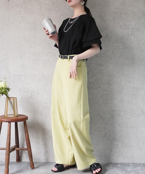SELECT LEVERY(セレクトリベリー)の「ドライタッチ接触冷感カラーワイドパンツ(スラックス・レディース・グレー/ライトベージュ/ブラック/グリーン/ライム・MEDIUM/LARGE/X-LARGE/SMALL)」の8枚目の写真