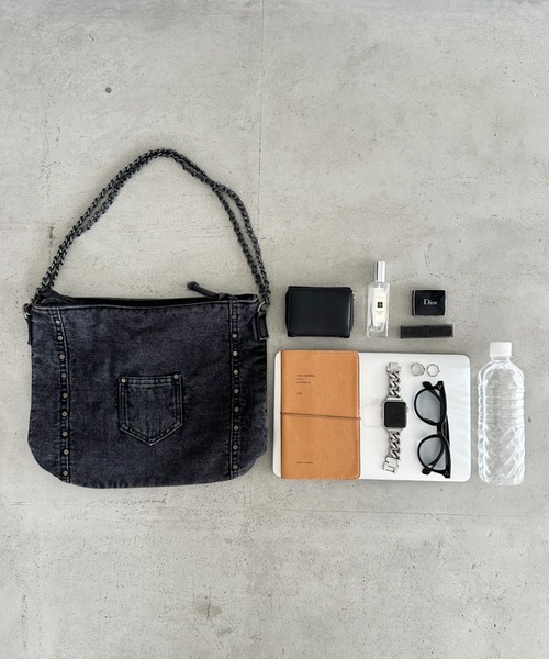 セール】【A4収納可能】スタッズデニムトートバッグ（ショルダーバッグ