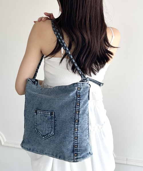 【オシャレな季節】DIESEL デニム　レザー　トートバッグ　A4収納可能 オシャレな季節】DIESEL デニム レザー トートバッグ A4収納可能