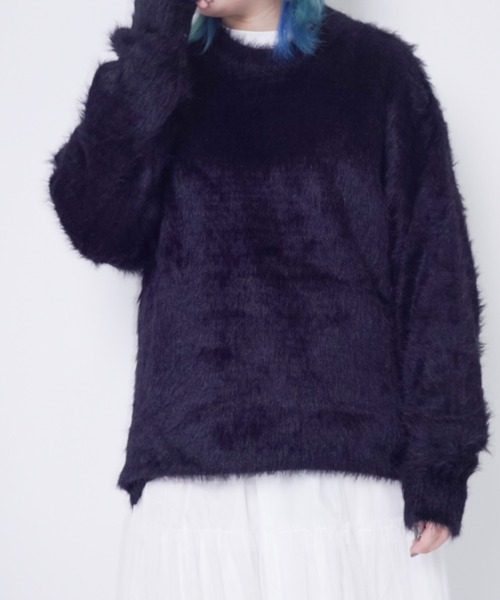 Bling Leads（ブリングリーズ）の「Z)【BLINGLEADS】ST-T-66 シャギーニットC/R（ニット/セーター・メンズ・グレー/ブラック・LARGE/MEDIUM）」の11枚目の写真