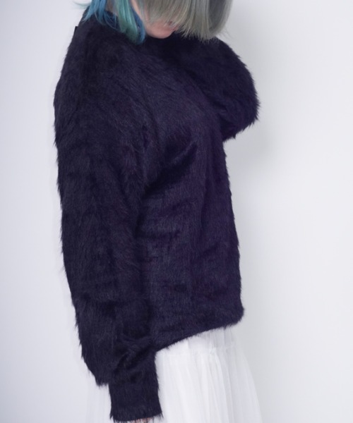 Bling Leads（ブリングリーズ）の「Z)【BLINGLEADS】ST-T-66 シャギーニットC/R（ニット/セーター・メンズ・グレー/ブラック・LARGE/MEDIUM）」の9枚目の写真