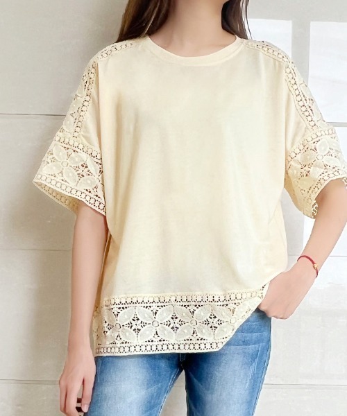ReRe(リリ)の「ポイントレースシースルートップス(Tシャツ/カットソー・レディース・ブラック/ホワイト/ダークブラウン/ベージュ・FREE)」の18枚目の写真