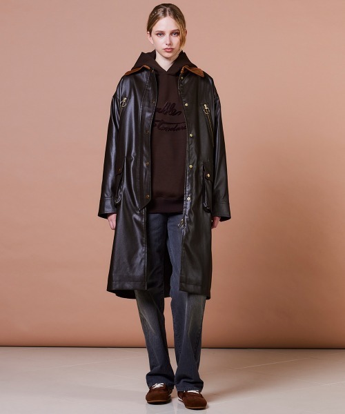 DOUBLE STANDARD CLOTHING（ダブルスタンダードクロージング）の「ワックスヴィンテージジョーゼット コート（ダウンジャケット/コート・レディース・カーキ・38/36）」の3枚目の写真