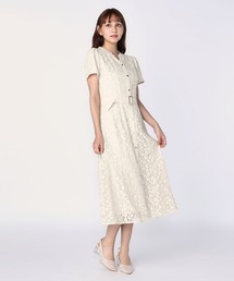 【レッセパッセ】純白ワンピース LAISSE PASSE - 今季 レッセパッセ ウエスト刺繍バイカラー