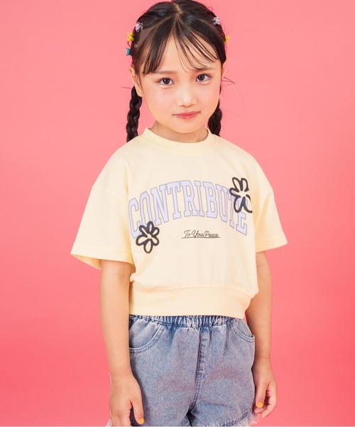 ANAP kids(アナップキッズ)の「カレッジ フラワー スプレー クロップド Tシャツ 【ジュニアお揃い】(Tシャツ/カットソー・キッズ・ライトイエロー/ライトグレー/ブラック・110cm/120cm/130cm)」の14枚目の写真