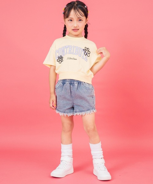 ANAP kids(アナップキッズ)の「カレッジ フラワー スプレー クロップド Tシャツ 【ジュニアお揃い】(Tシャツ/カットソー・キッズ・ライトイエロー/ライトグレー/ブラック・110cm/120cm/130cm)」の15枚目の写真