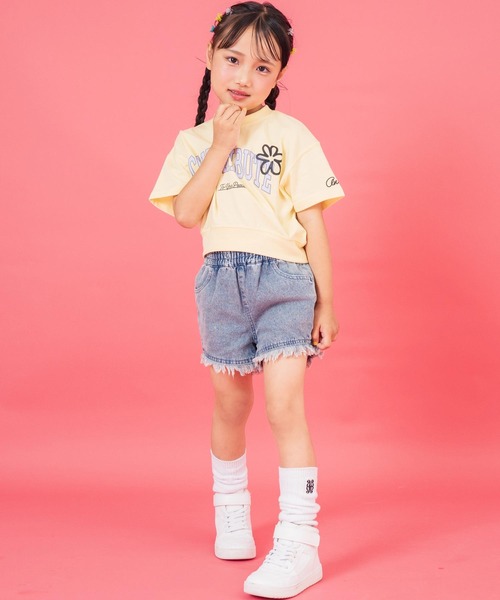 ANAP kids(アナップキッズ)の「カレッジ フラワー スプレー クロップド Tシャツ 【ジュニアお揃い】(Tシャツ/カットソー・キッズ・ライトイエロー/ライトグレー/ブラック・110cm/120cm/130cm)」の16枚目の写真