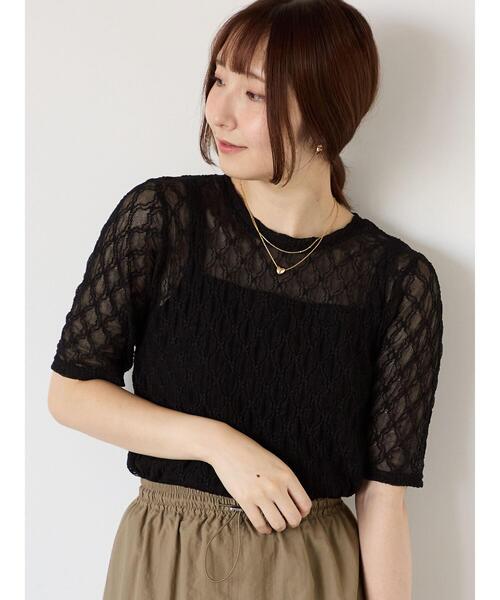 Te chichi TERRASSE（テチチテラス）の「半袖レーストップス（その他トップス・レディース・オフホワイト/ブラック・F）」の8枚目の写真
