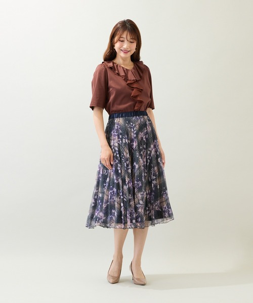 未使用☆Rose Tiaraフラワープリントプリーツスカート42 Rose Tiara｜カラーブロックフラワープリントスカート | Rakuten