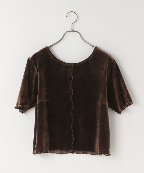 LOWRYS FARM（ローリーズファーム）の「シアーベロアメローカーディガンＳＳ　577737（カーディガン/ボレロ・レディース・ブラック/ネイビー/ブラウン/アイボリー・FREE）」の3枚目の写真