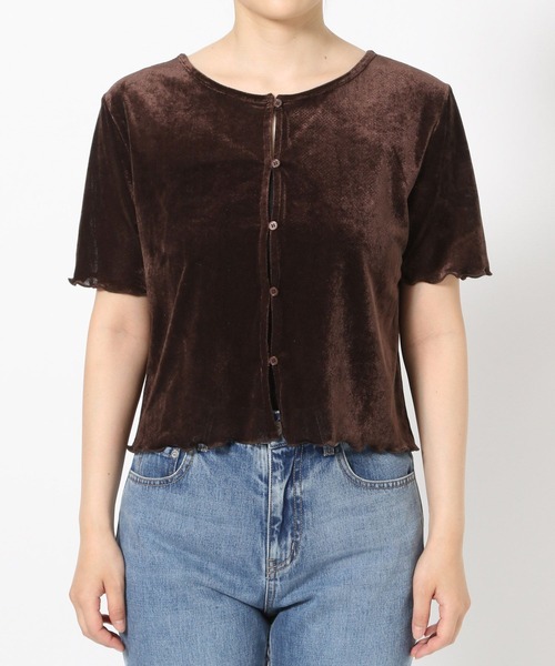 LOWRYS FARM（ローリーズファーム）の「シアーベロアメローカーディガンＳＳ　577737（カーディガン/ボレロ・レディース・ブラック/ネイビー/ブラウン/アイボリー・FREE）」の17枚目の写真