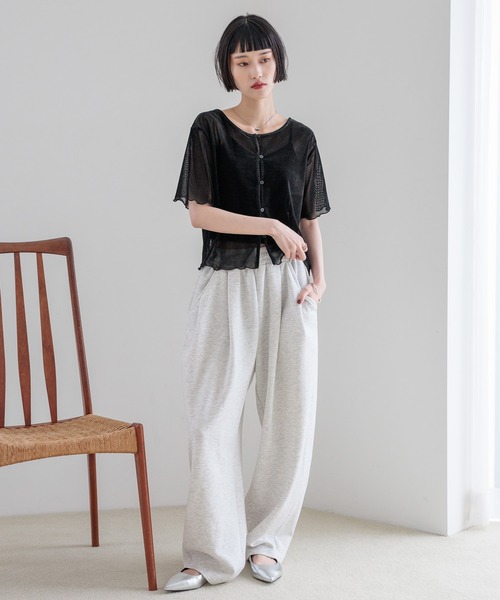 LOWRYS FARM（ローリーズファーム）の「シアーベロアメローカーディガンＳＳ　577737（カーディガン/ボレロ・レディース・ブラック/ネイビー/ブラウン/アイボリー・FREE）」の8枚目の写真