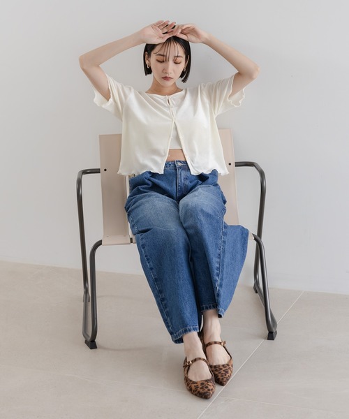 LOWRYS FARM（ローリーズファーム）の「シアーベロアメローカーディガンＳＳ　577737（カーディガン/ボレロ・レディース・ブラック/ネイビー/ブラウン/アイボリー・FREE）」の6枚目の写真