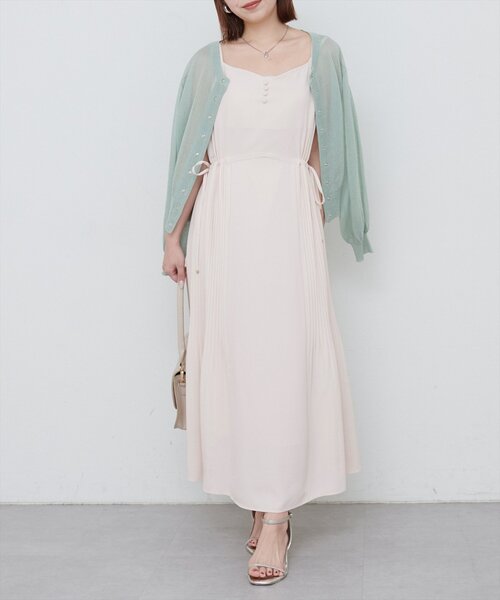 両サイドプリーツキャミワンピース S ホワイト natural couture canami】両サイドプリーツキャミワンピース（ワンピース