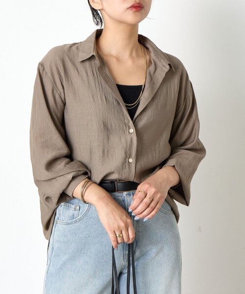 Jena espace merveilleux（ジェナ　エスパスメルヴェイユ）の「シボシアーバッククロスシャツ（シャツ/ブラウス・レディース・オフホワイト/パープル/モカ・FREE）」の21枚目の写真