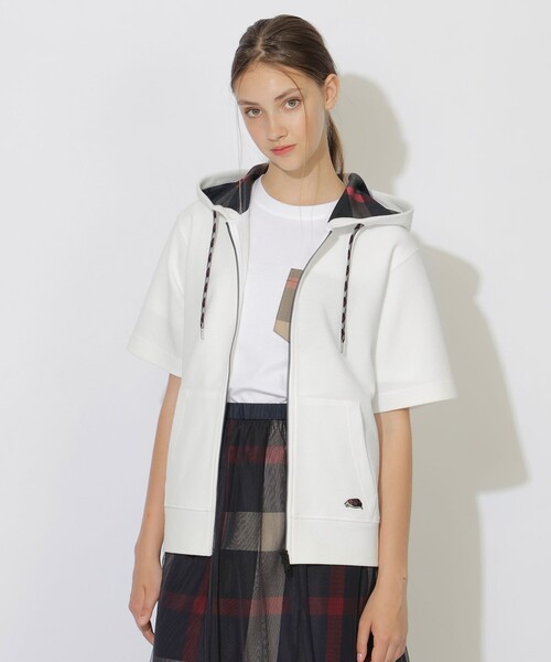 CB CRESTBRIDGE（シービークレストブリッジ）の「ヘッジホッグハーフスリーブフーディー（パーカー・レディース・オフホワイト/ブラック・1/3/2）」の5枚目の写真