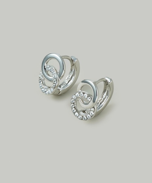 Jolie Toujours（ジョリトゥジュール）の「CZダブルサークルプチピアス（ピアス（両耳用）・レディース・ゴールド/シルバー・FREE）」の4枚目の写真