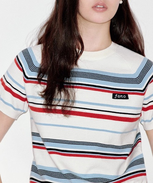 tシャツ マルチスボーダー 半袖ニットトップス FQ25S013「Fano Studios」「2025SS」 レディース メンズ マルチスボーダー 半袖ニットトップス FQ25S013【Fano Studios