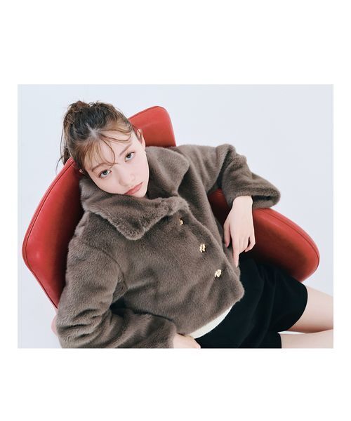 LILY BROWN（リリーブラウン）の「バリエファーショートコート（ブルゾン・レディース・アイボリー/キャメル/モカ・F）」の6枚目の写真