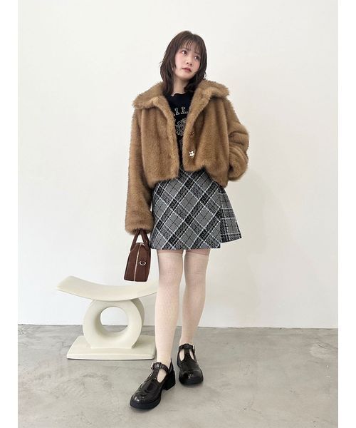 Lily Brown （リリーブラウン)2WAYファーショートコート リリーブラウン LILY BROWN 2WAYファーショートコート （BLK） -靴