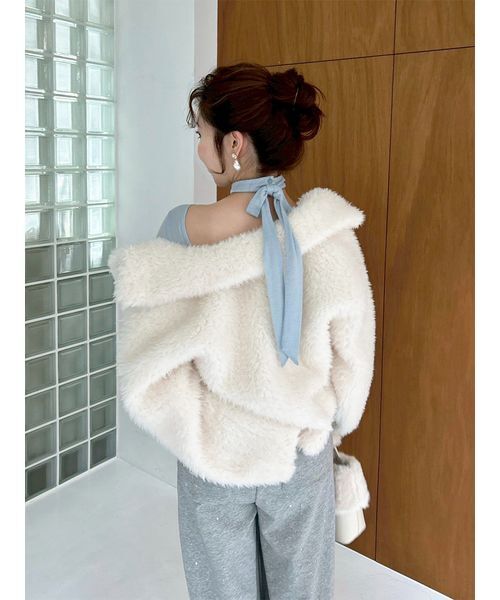 LILY BROWN（リリーブラウン）の「バリエファーショートコート（ブルゾン・レディース・アイボリー/キャメル/モカ・F）」の21枚目の写真