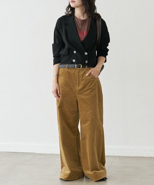 RIVE DROITE（リヴドロワ）の「【季節の変わり目に/接触冷感】ショートニットジャケット（テーラードジャケット・レディース・ブラック/ブラウン・FREE）」の3枚目の写真