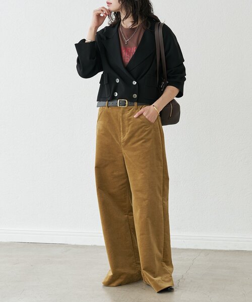 RIVE DROITE（リヴドロワ）の「【季節の変わり目に/接触冷感】ショートニットジャケット（テーラードジャケット・レディース・ブラック/ブラウン・FREE）」の4枚目の写真